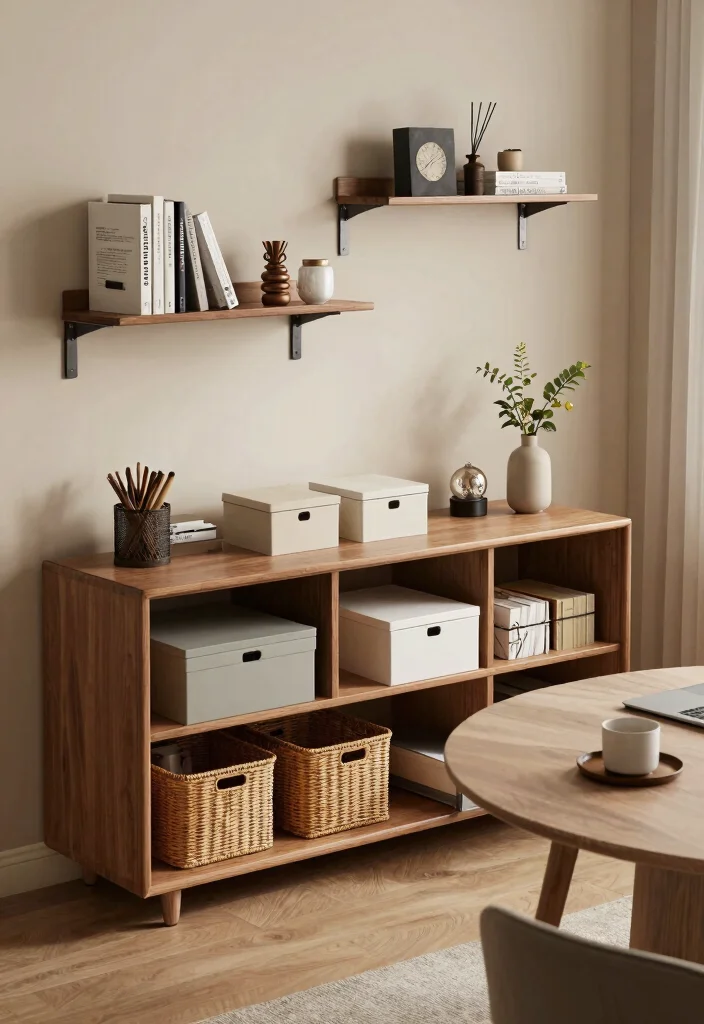 28 Dining Room Office Ideas Stylish and Functional - 9. Smart Storage Solutions 1