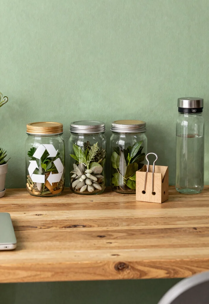 28 Green Home Office Ideas Fresh and Inspiring Workspace - 11. Recyclable Accessories 1