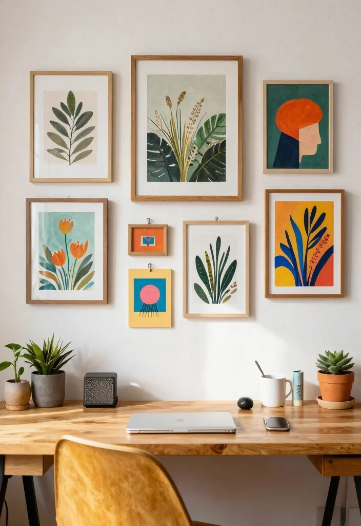 28 Green Home Office Ideas Fresh and Inspiring Workspace - 19. Creative Wall Art 1