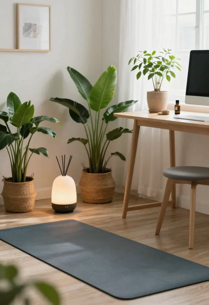 28 Green Home Office Ideas Fresh and Inspiring Workspace - 28. Personal Wellness Routines 1