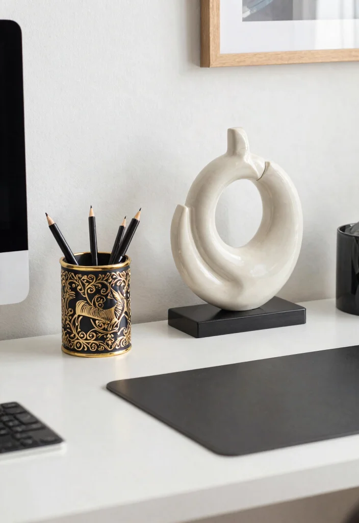28 Home Office Arredamento Ideas Elegant Italian Style - 20. Artistic Desk Accessories 1