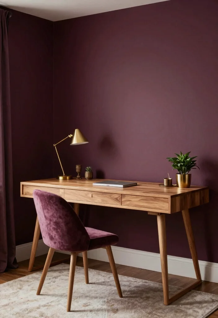 28 Home Office Color Scheme Ideas: Find Your Perfect Tone - 17. Cozy Plum 1