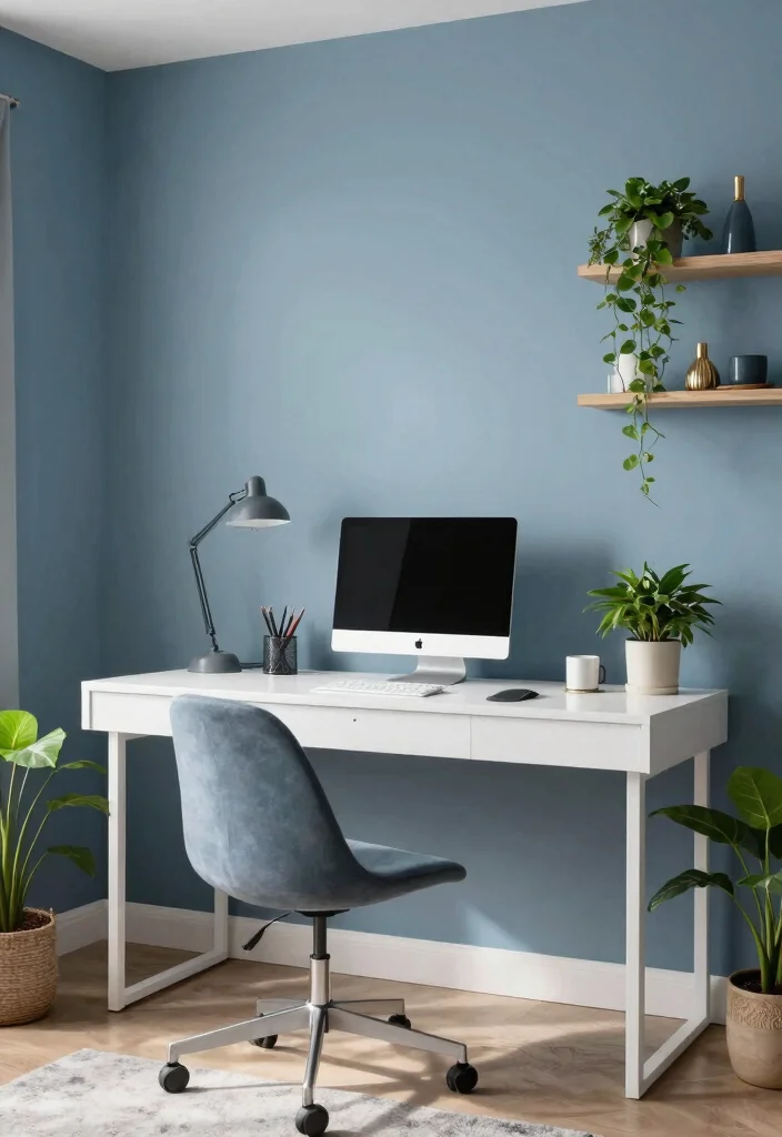 28 Home Office Color Scheme Ideas: Find Your Perfect Tone - 26. Cool Slate Blue 1