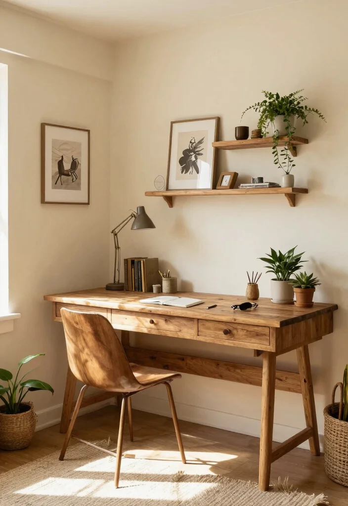 28 Home Office Color Scheme Ideas: Find Your Perfect Tone - 28. Rustic Cream and Brown 1