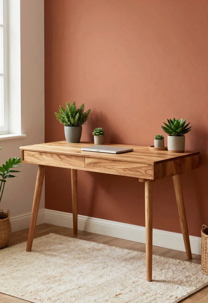 28 Home Office Color Scheme Ideas: Find Your Perfect Tone - 3. Earthy Terracotta 1