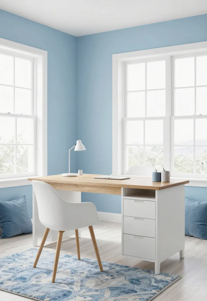 28 Home Office Color Scheme Ideas: Find Your Perfect Tone - 4. Tranquil Blue 1