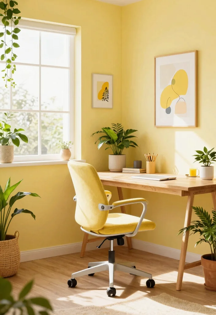 28 Home Office Color Scheme Ideas: Find Your Perfect Tone - 5. Sunny Yellow 1