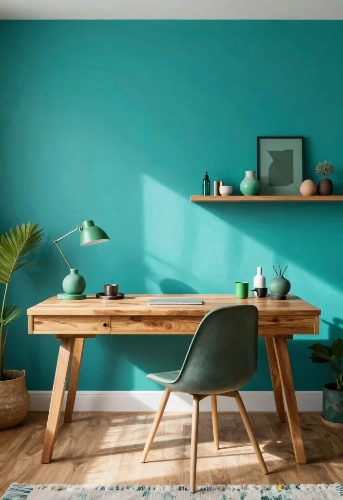 28 Home Office Color Scheme Ideas: Find Your Perfect Tone - 8. Bold Teal 1