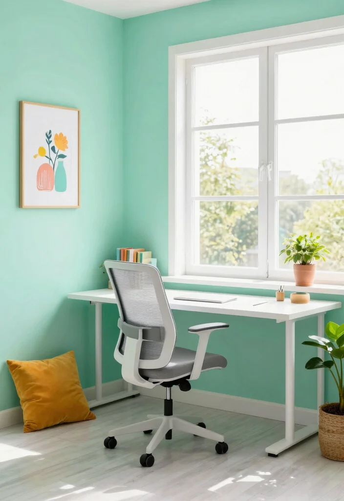 28 Home Office Color and Wall Ideas Fresh Inspiration - 10. Fresh Mint: Youthful and Inviting 1