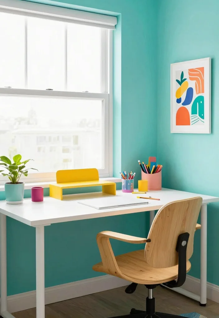 28 Home Office Color and Wall Ideas Fresh Inspiration - 12. Refreshing Turquoise: Vibrant and Invigorating 1