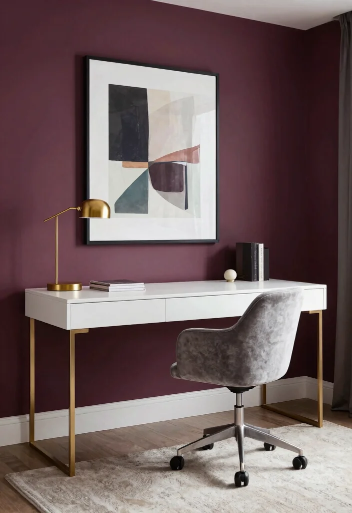 28 Home Office Color and Wall Ideas Fresh Inspiration - 16. Muted Plum: Deep and Inviting 1