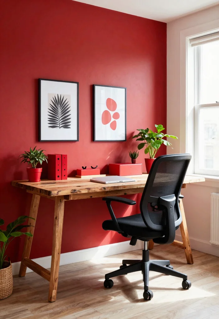 28 Home Office Color and Wall Ideas Fresh Inspiration - 17. Vibrant Red: Bold and Passionate 1
