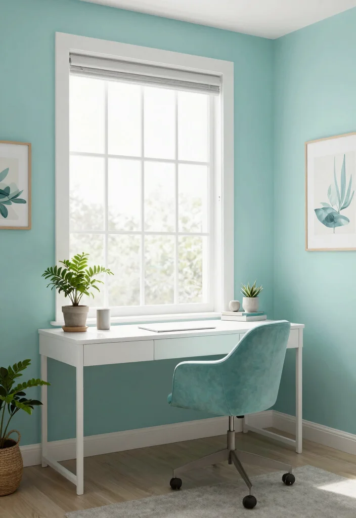 28 Home Office Color and Wall Ideas Fresh Inspiration - 18. Calming Aqua: Refreshing and Soothing 1