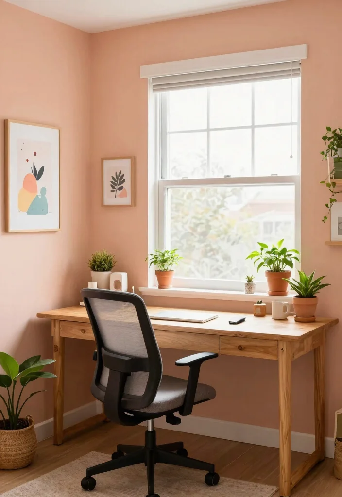 28 Home Office Color and Wall Ideas Fresh Inspiration - 20. Soft Peach: Gentle and Inviting 1