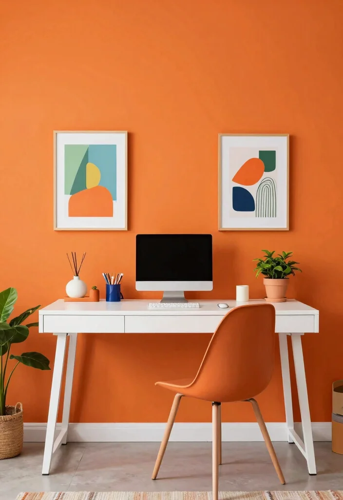 28 Home Office Color and Wall Ideas Fresh Inspiration - 22. Energetic Tangerine: Bright and Bold 1