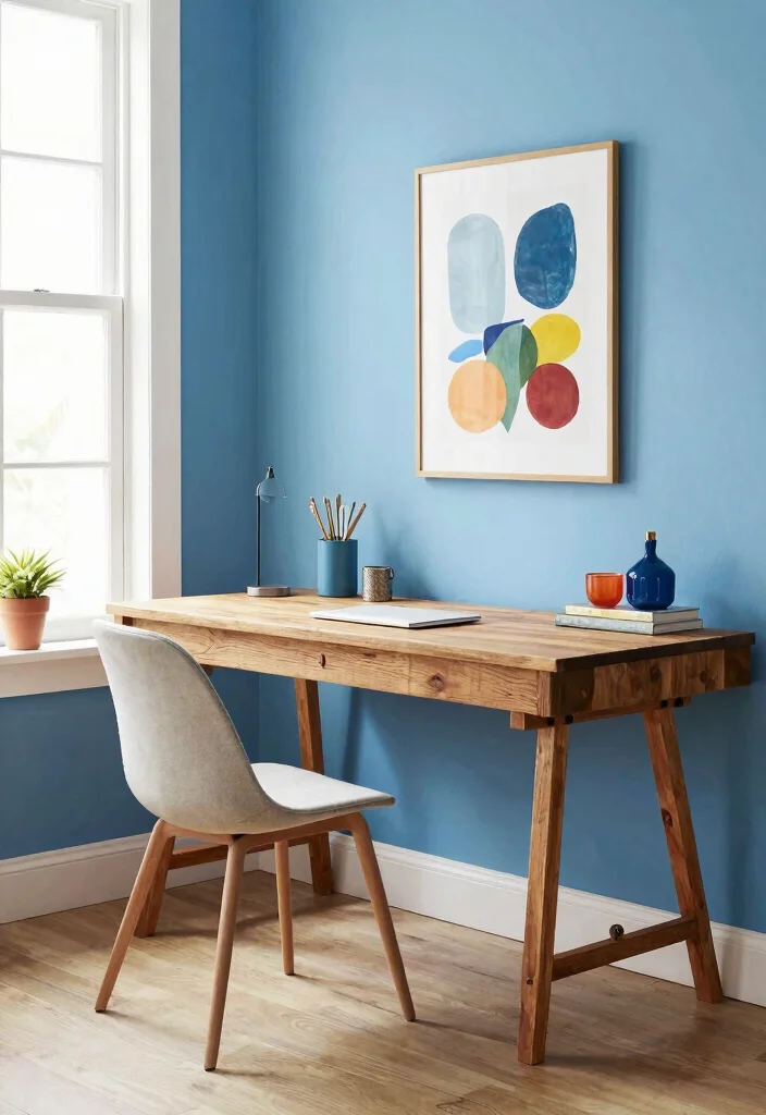 28 Home Office Color and Wall Ideas Fresh Inspiration - 23. Soft Cobalt Blue: Bright and Bold 1
