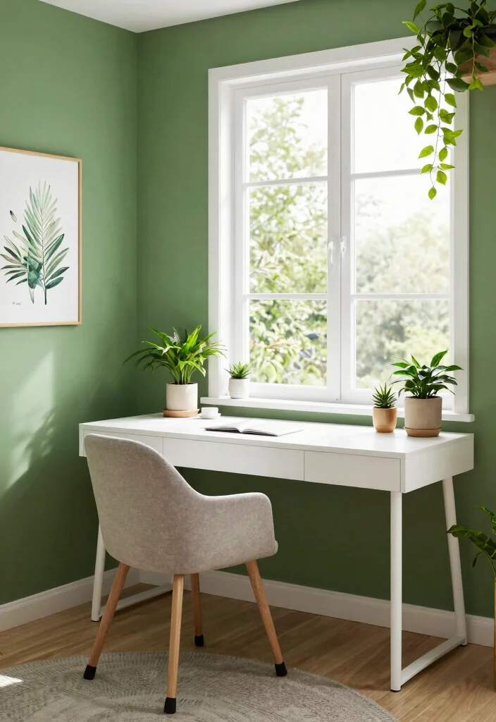 28 Home Office Color and Wall Ideas Fresh Inspiration - 24. Verdant Green: Refreshing and Balanced 1