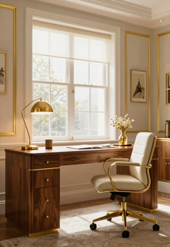 28 Home Office Color and Wall Ideas Fresh Inspiration - 26. Glorious Gold: Luxurious and Warm 1