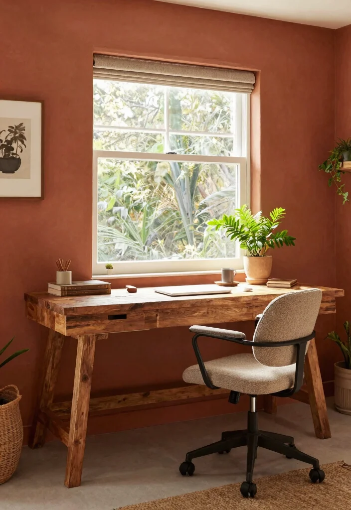 28 Home Office Color and Wall Ideas Fresh Inspiration - 27. Natural Terra Cotta: Earthy and Inviting 1