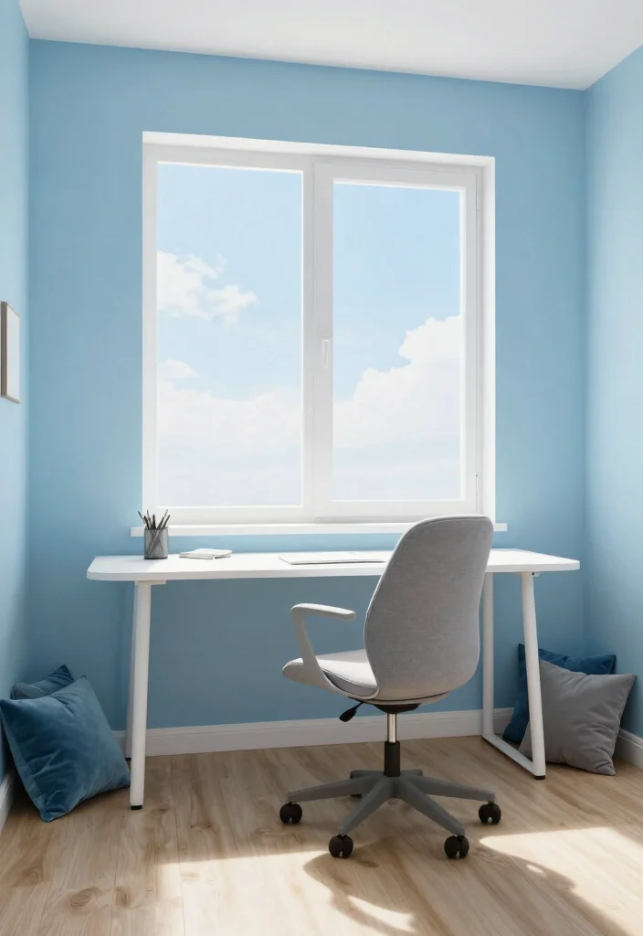 28 Home Office Color and Wall Ideas Fresh Inspiration - 3. Cool Sky Blue: Calming and Refreshing 1