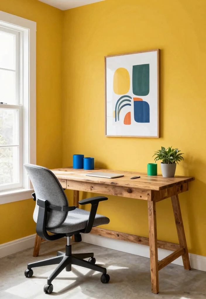 28 Home Office Color and Wall Ideas Fresh Inspiration - 5. Lively Mustard Yellow: Bright and Cheerful 1