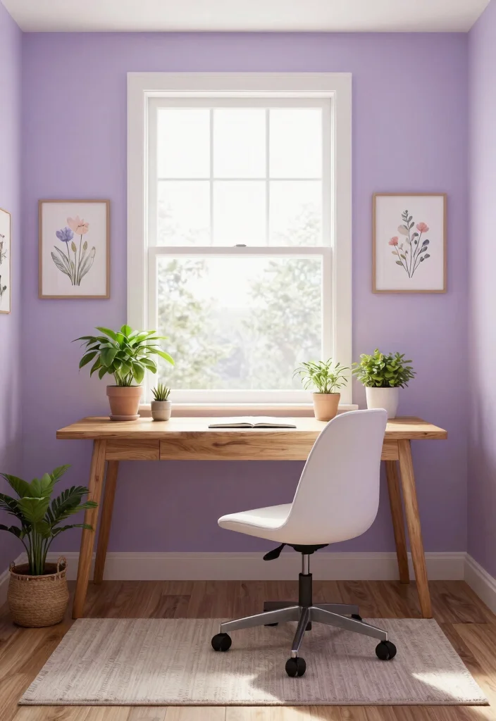 28 Home Office Color and Wall Ideas Fresh Inspiration - 6. Tranquil Lavender: Soothing and Peaceful 1