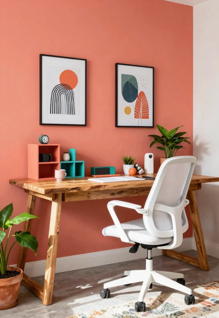28 Home Office Color and Wall Ideas Fresh Inspiration - 7. Energetic Coral: Invigorating and Uplifting 1
