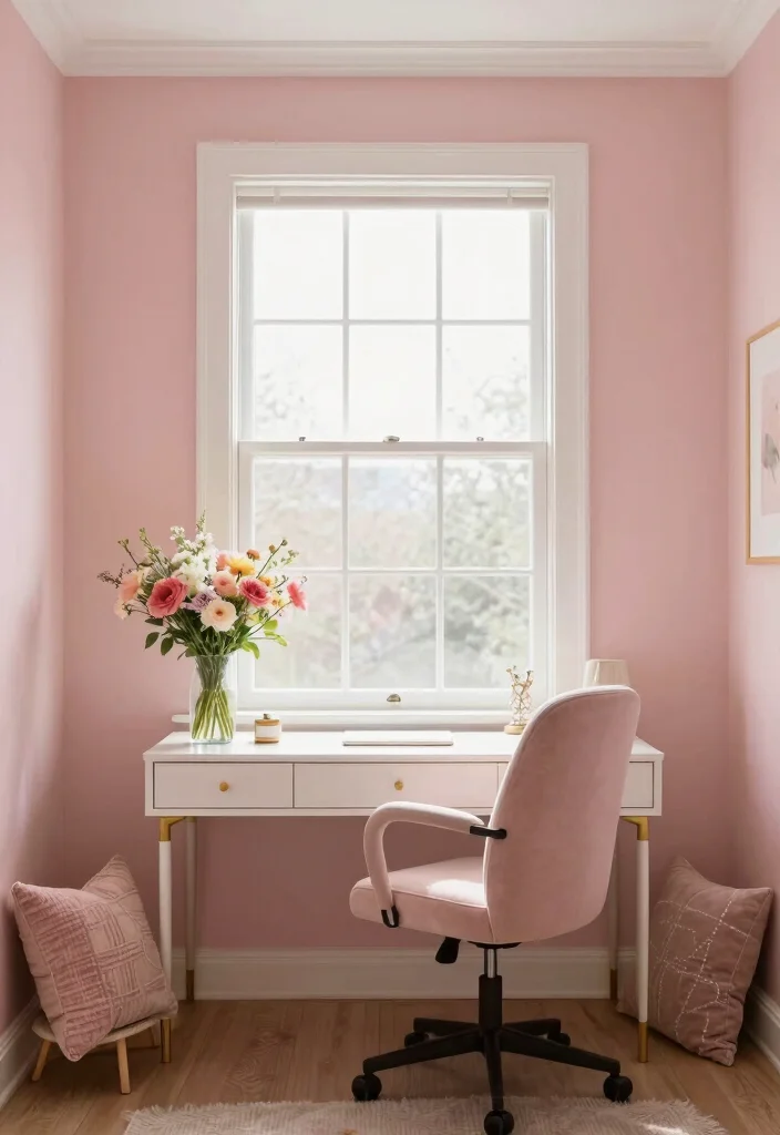 28 Home Office Color and Wall Ideas Fresh Inspiration - 8. Delicate Blush Pink: Soft and Feminine 1
