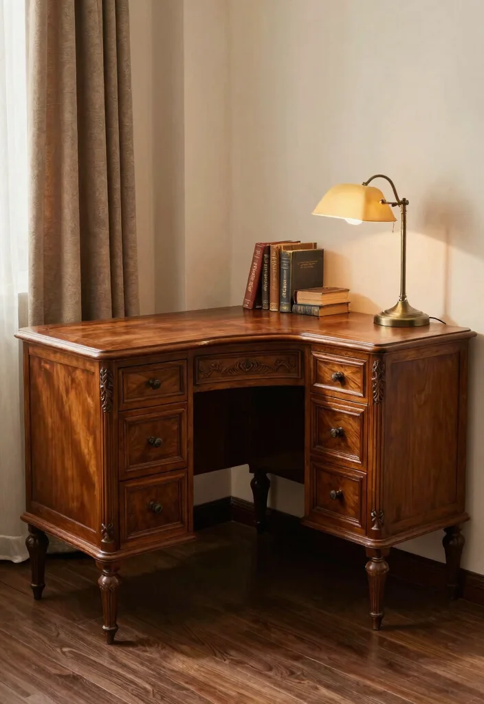 28 L Shape Desk Office Layout Ideas for Small Spaces - 11. Vintage Charm 1