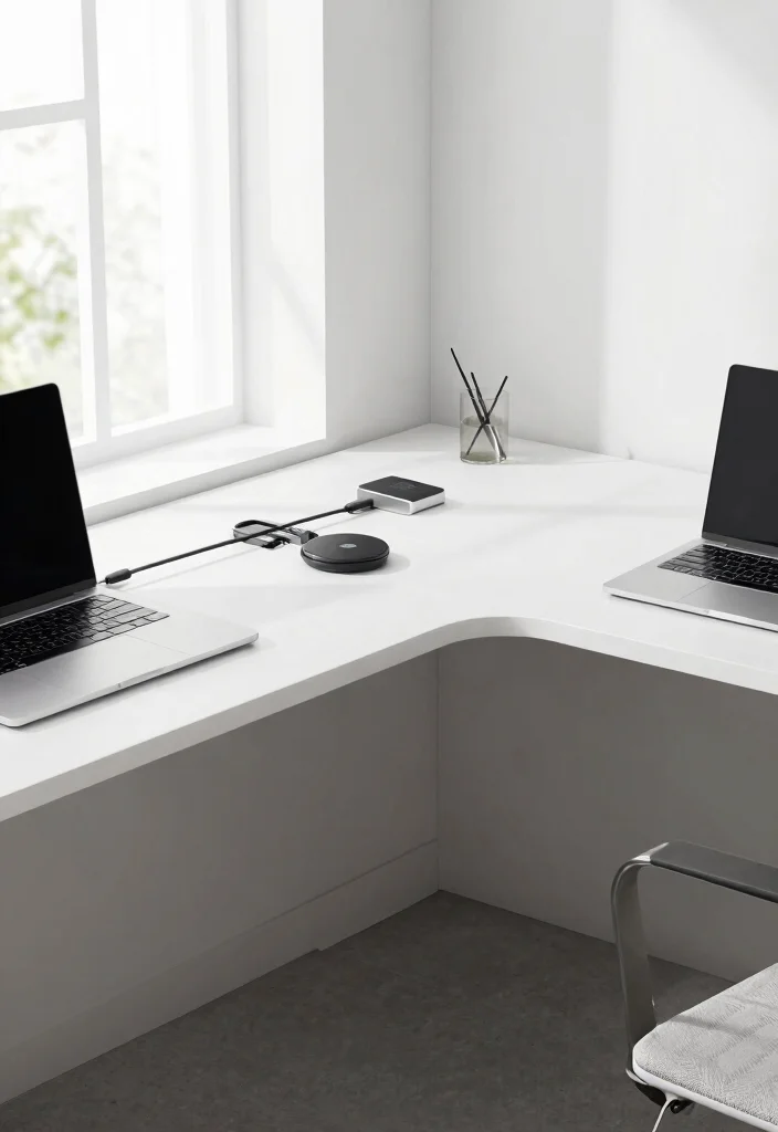 28 L Shape Desk Office Layout Ideas for Small Spaces - 12. Smart Technology Integration 1