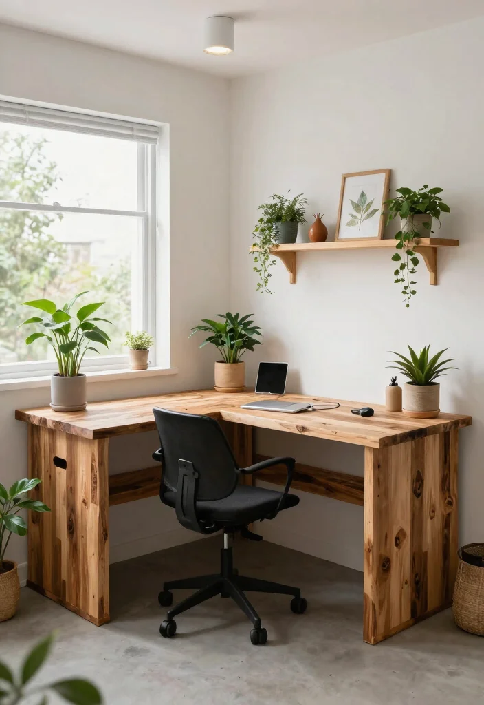 28 L Shape Desk Office Layout Ideas for Small Spaces - 20. Eco-Friendly Office 1