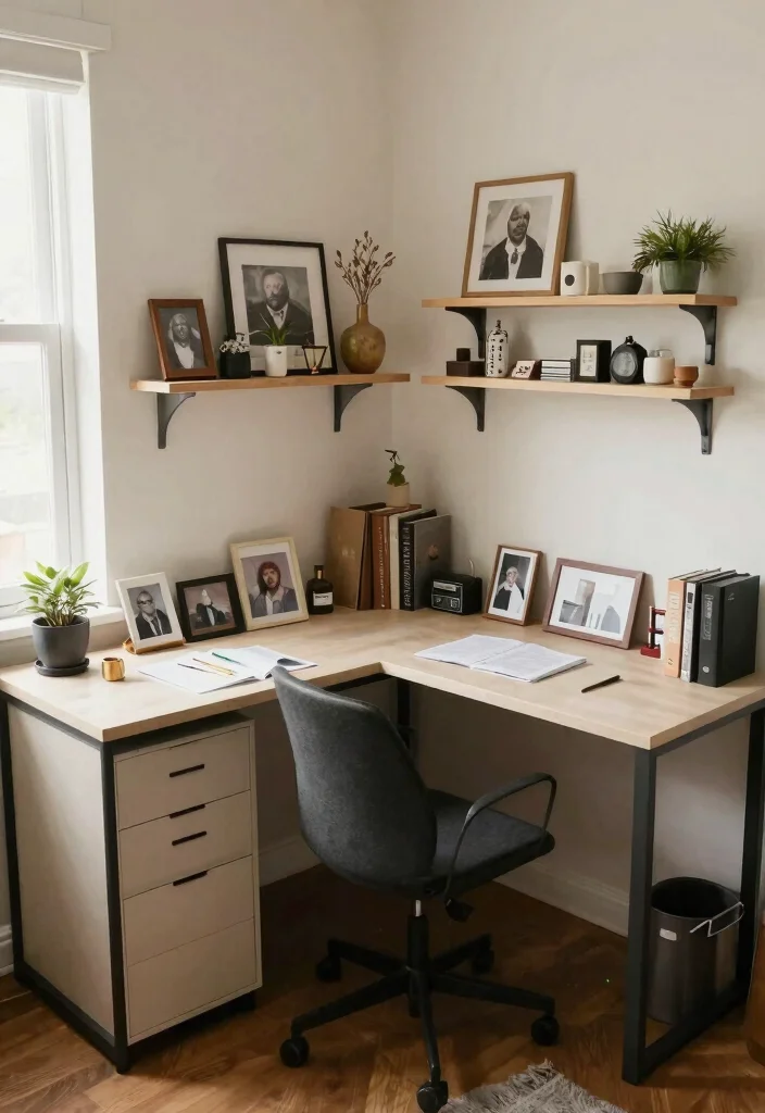 28 L Shape Desk Office Layout Ideas for Small Spaces - 21. Personalized Touch 1
