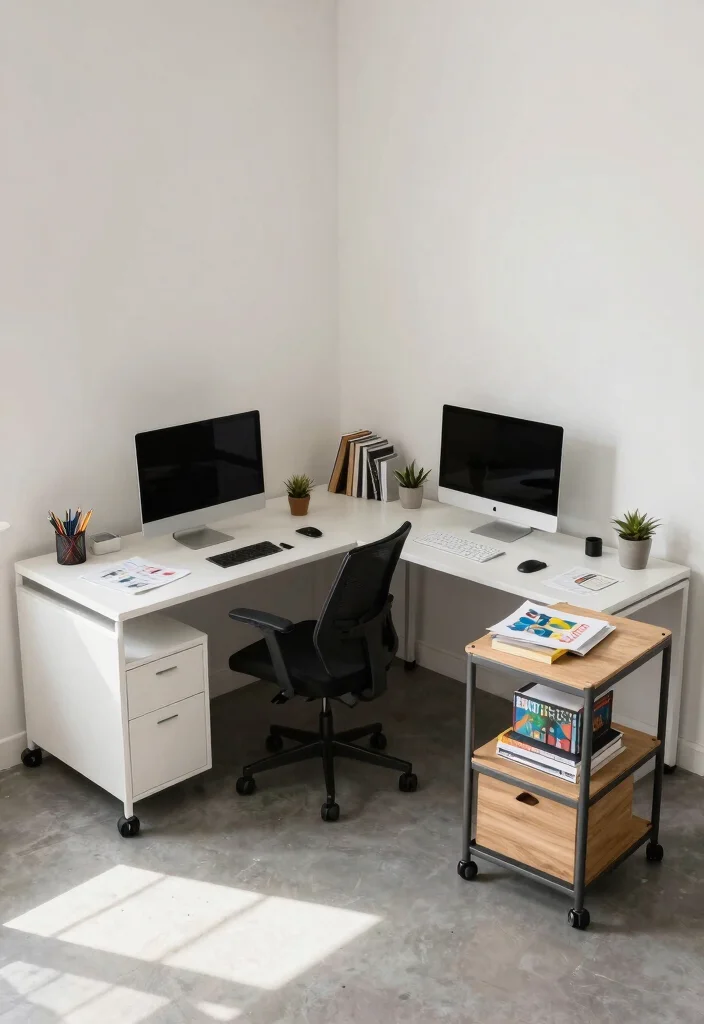 28 L Shape Desk Office Layout Ideas for Small Spaces - 26. Flexible Workspace 1