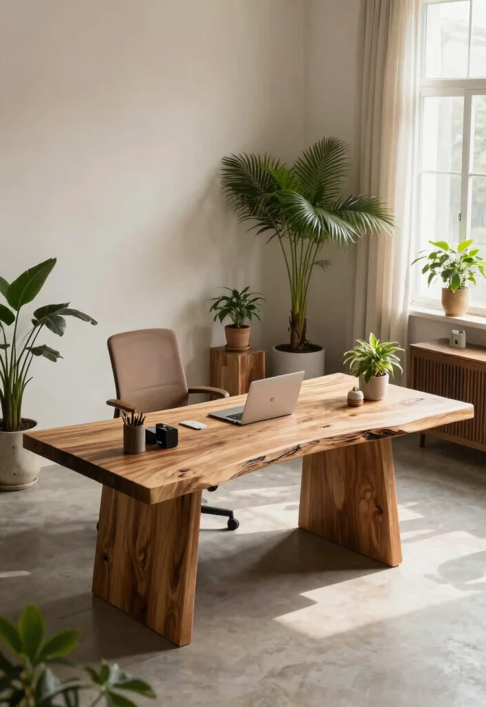 28 L Shape Office Table Design Ideas for Any Room - 10. Nature-Inspired Designs 1