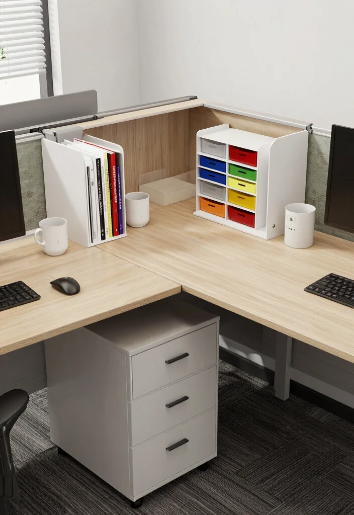28 L Shape Office Table Design Ideas for Any Room - 17. Smart Organization Systems 1