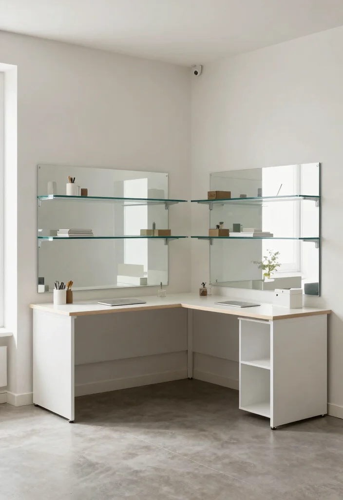 28 L Shape Office Table Design Ideas for Any Room - 23. Open and Airy Layout 1