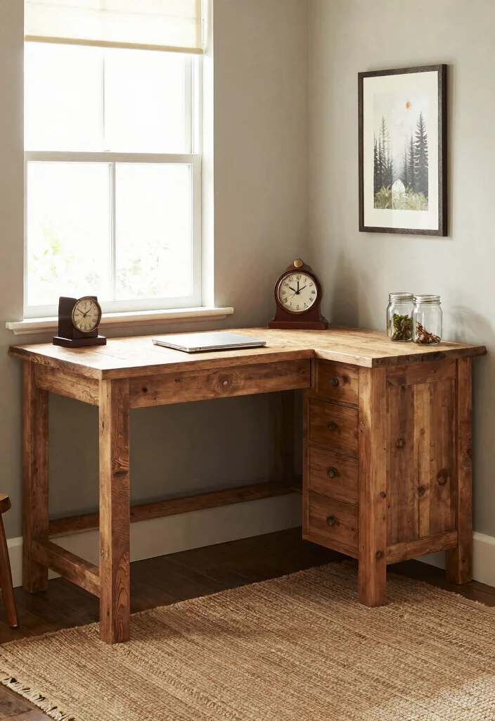 28 L Shape Office Table Design Ideas for Any Room - 4. Rustic Farmhouse Vibes 1