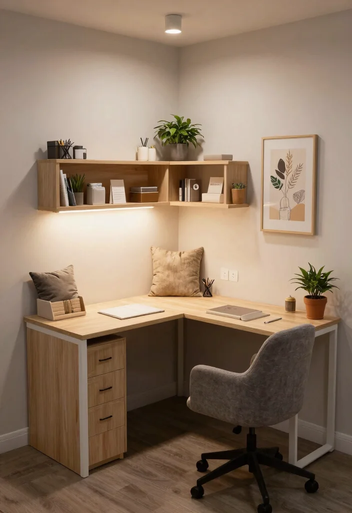 28 L Shape Office Table Design Ideas for Any Room - 7. Cozy Nook with L Shape Table 1