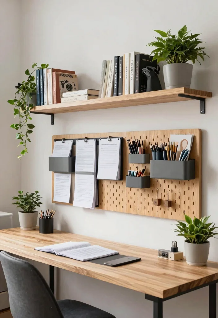 28 Long Desk Home Office Ideas Spacious and Stylish - 17. Creative Use of Wall Space 1