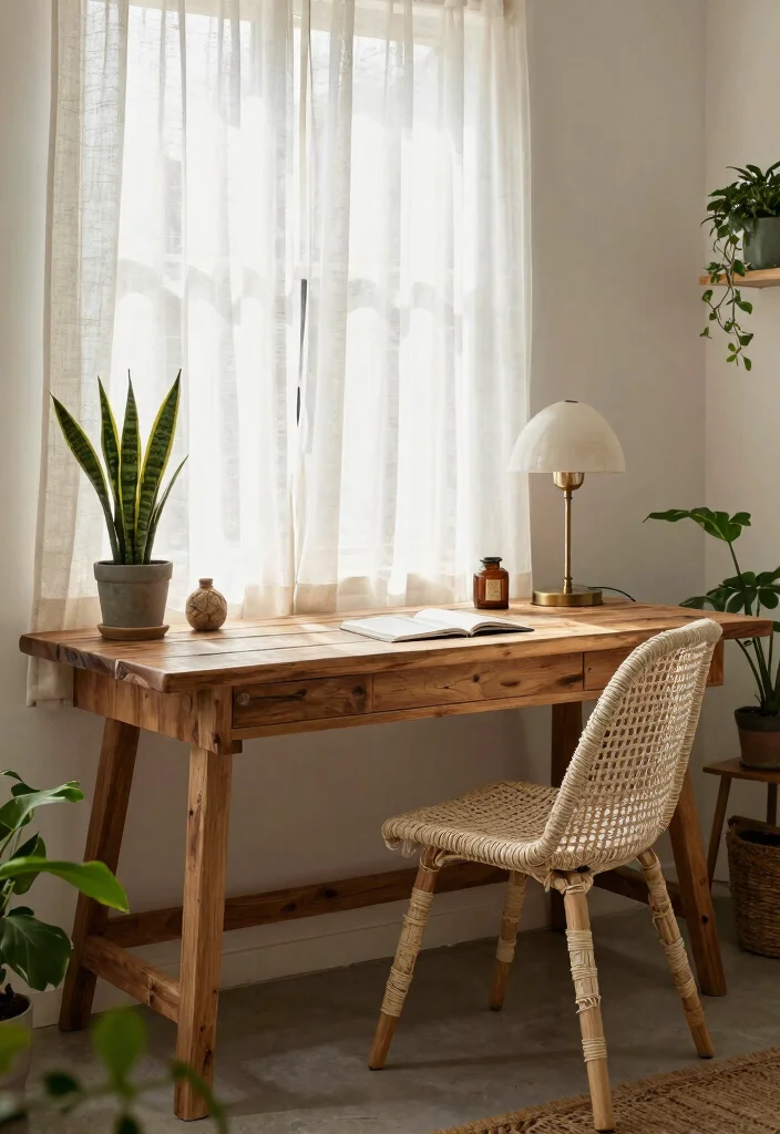 28 Long Desk Home Office Ideas Spacious and Stylish - 2. Eco-Friendly Materials for Conscious Living 1