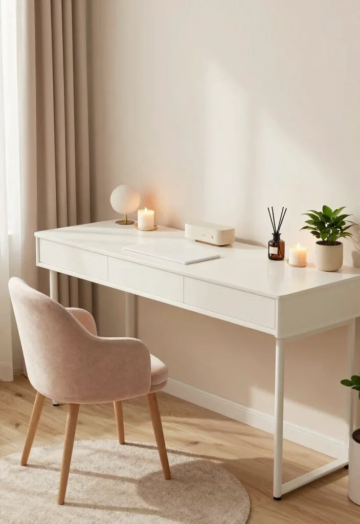 28 Long Desk Home Office Ideas Spacious and Stylish - 25. Spa-Like Home Office Retreat 1