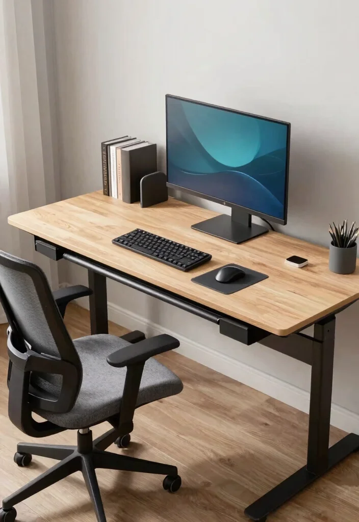 28 Long Desk Home Office Ideas Spacious and Stylish - 27. Ergonomic Focus for Health and Comfort 1