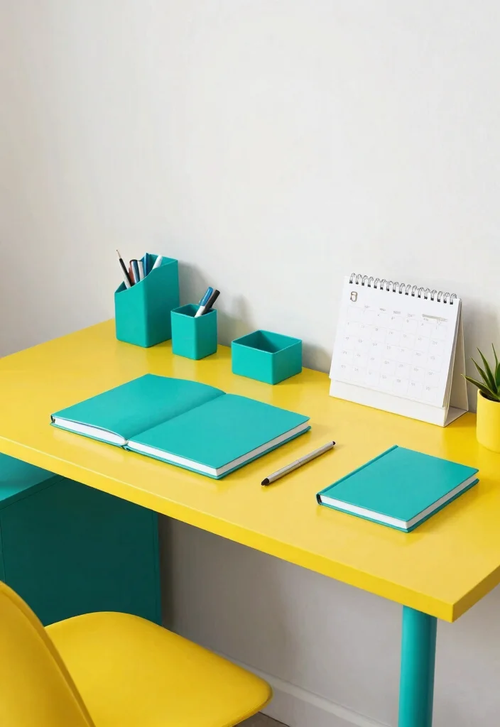 28 Modern Unique Office Table Design Ideas that Stand Out - 12. Colorful Accent Tables 1