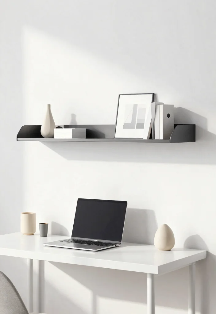 28 Modern Unique Office Table Design Ideas that Stand Out - 15. Floating Shelf Desks 1