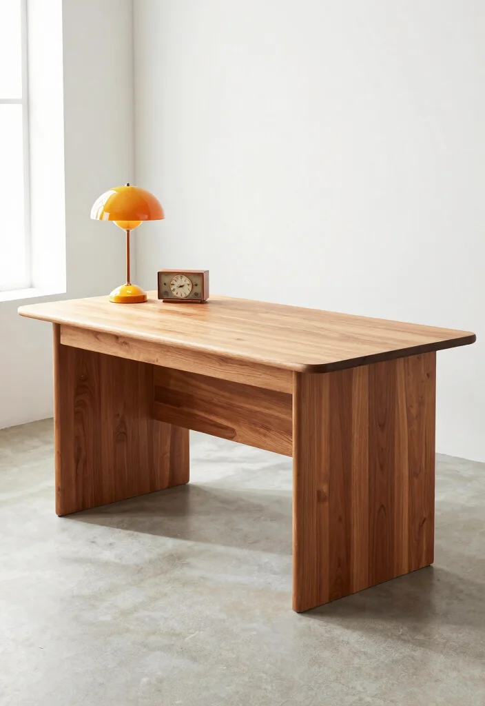 28 Modern Unique Office Table Design Ideas that Stand Out - 17. Vintage Mid-Century Modern 1