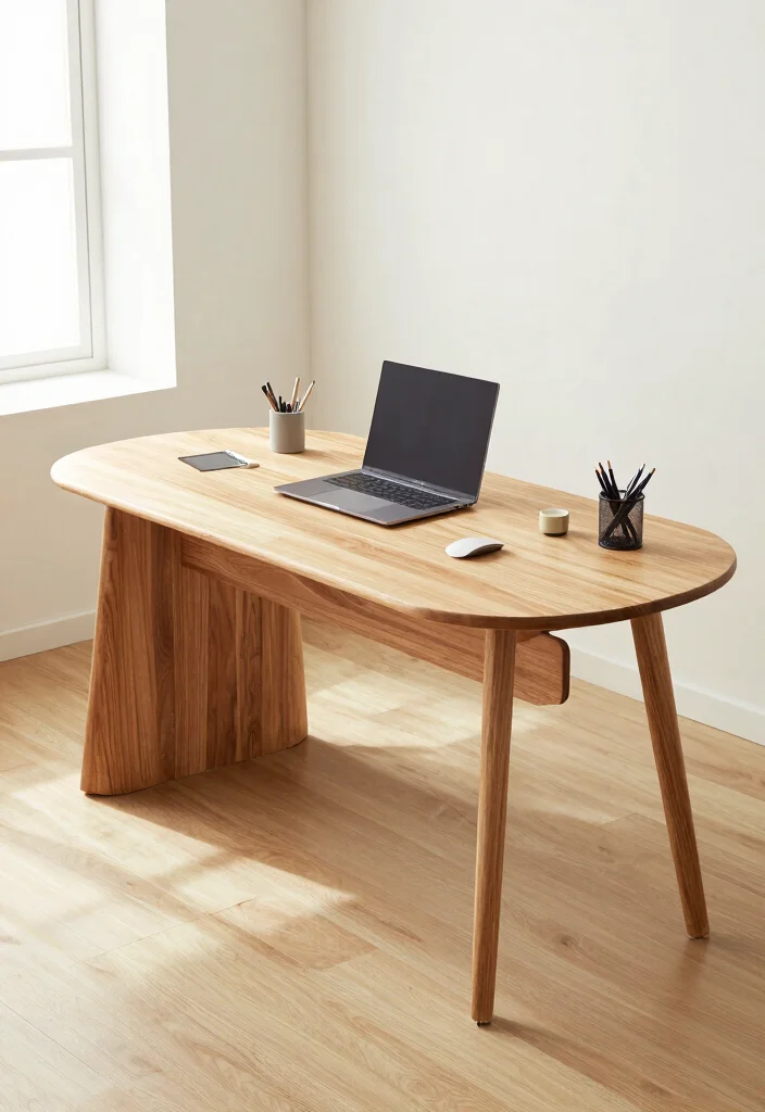 28 Modern Unique Office Table Design Ideas that Stand Out - 19. Rounded Corner Desks 1