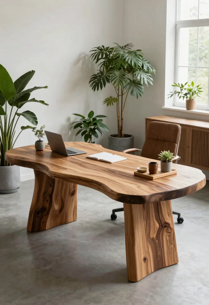 28 Modern Unique Office Table Design Ideas that Stand Out - 27. Nature-Inspired Designs 1