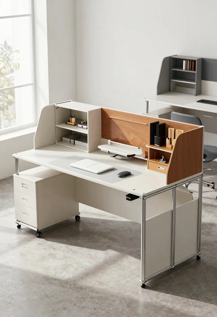 28 Modern Unique Office Table Design Ideas that Stand Out - 28. Modular Desks 1