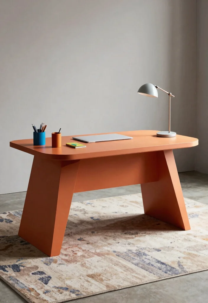 28 Modern Unique Office Table Design Ideas that Stand Out - 4. Unique Geometric Shapes 1