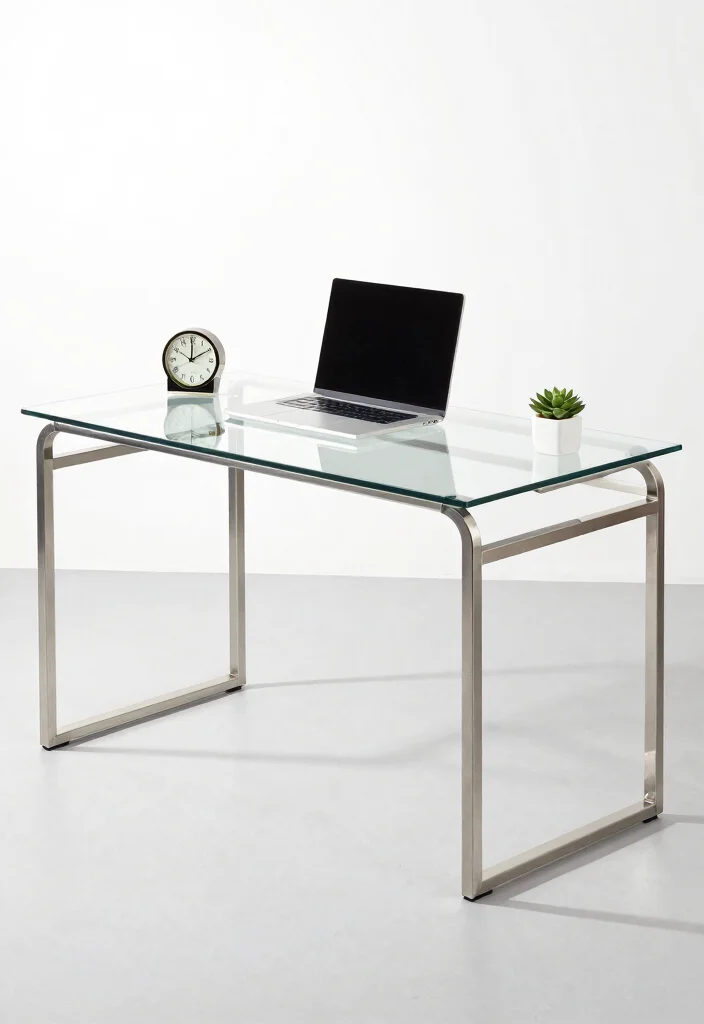 28 Modern Unique Office Table Design Ideas that Stand Out - 6. Sleek Glass Desks 1